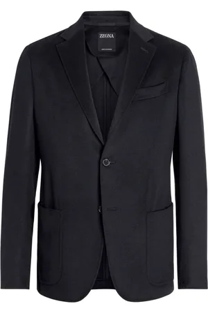 Ermenegildo Zegna Jassen, Heren, Blauw, L, Katoen, Cashmere Jas met Katoen-Cupro Voering