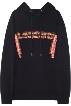 Lanvin Sweatshirts & Hoodies, Heren, Zwart, L, Katoen, Geborduurde Oversized Hoodie