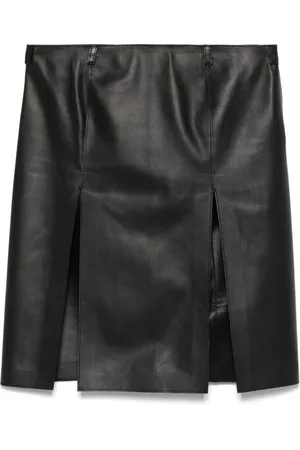 The Attico Rokken, Dames, Zwart, S, Leer, Zwarte Lamsleren Rok