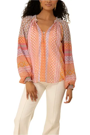 Hale Bob Blouses & Shirts, Dames, Oranje, L, Katoen, Romantische zijde-katoenen blouse