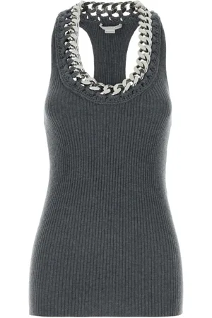 Stella McCartney Tops, Dames, Grijs, M, Wol, Stretch Wool Blend Top
