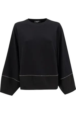 Fabiana Filippi Sweatshirts & Hoodies, Dames, Zwart, S, Katoen, T-shirt met lange mouwen