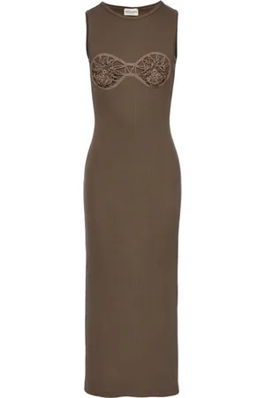 MAGDA BUTRYM Kleedjes, Dames, Groen, XS, Khaki Jurk Re 25 Elegante Mode