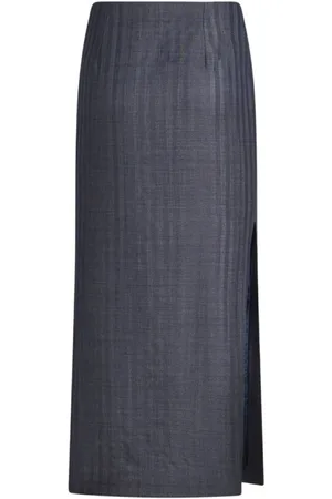 Etro Rokken, Dames, Blauw, S, Wol, Blauwe Midi Rok met Zijsplit