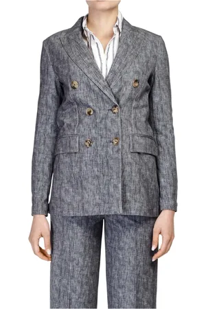 Circolo Jassen, Dames, Grijs, M, Katoen, Double-breasted Jacket
