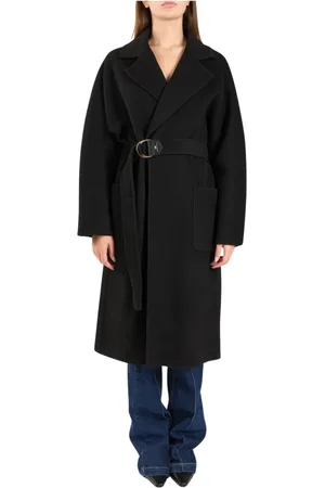 Elisabetta Franchi Mantels, Dames, Zwart, M, Wol, Belted Wrap Coat