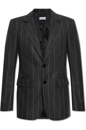 Burberry Jassen, Heren, Grijs, L, Wol, Wollen Blazer met Gestreepte Textuur