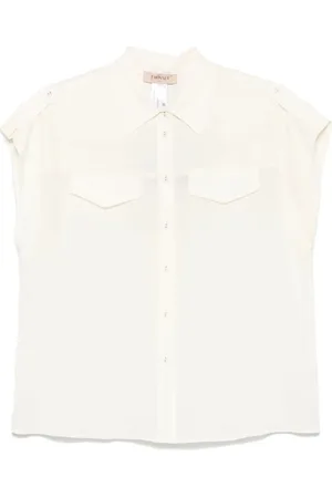 Twin-Set Blouses & Shirts, Dames, Wit, XS, Zijden Blend Shirt Stijl 251Tp 2501