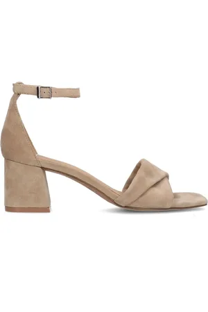 Manfield Schoenen, Dames, , 37 EU, Suède, Velours Sandalen met Blokhak