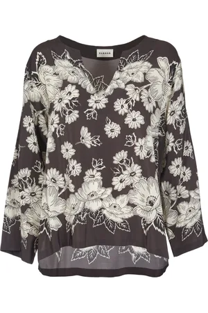 P.A.R.O.S.H. Blouses & Shirts, Dames, Veelkleurig, M, Donkerbruine Bedrukte Overhemd