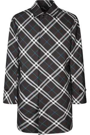 Burberry Mantels, Heren, Veelkleurig, S, Wol, Geruite Jas met Knoopsluiting