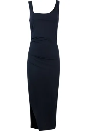 Patrizia Pepe Kleedjes, Dames, Zwart, S, Zwarte Mouwloze Jurk Slim Fit Zijsplit