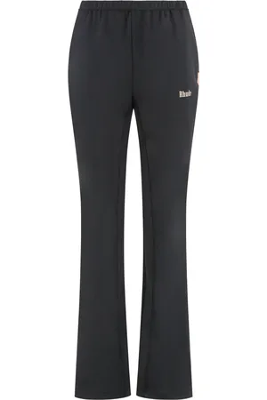 Rhude Broeken, Dames, Zwart, L, Nylon, Flared Hem Nylon Track Pants