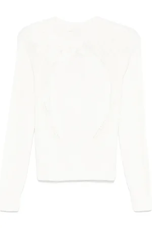 ERMANNO SCERVINO Truien, Dames, Wit, S, Wol, Witte Trui met Bloemmotief Borduursel