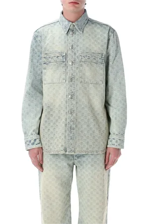 MISBHV Overhemden, Heren, Blauw, M, Denim, Denim Monogram Overshirt