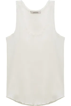 Dorothee Schumacher Tops, Dames, Wit, L, Katoen, Geribbeld Kant Tanktop
