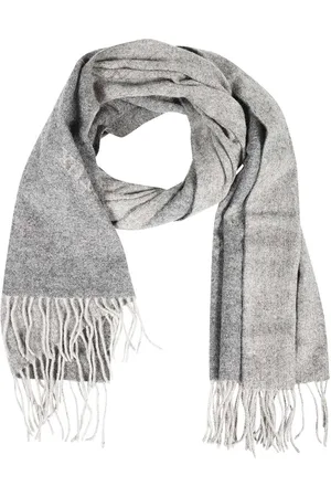 Les Deux Accessoires, Heren, Grijs, ONE Size, Wol, Wollen sjaal met gerafelde randen