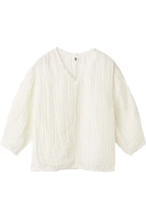By Malene Birger Blouses & Shirts, Dames, Wit, S, Linnen, V-Hals Linnen Blouse