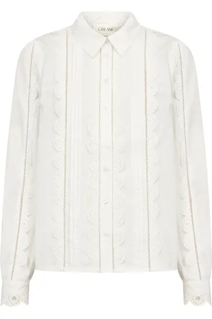 Cream Blouses & Shirts, Dames, Wit, XS, Katoen, Vrouwelijke Kant Shirt Sneeuwwit
