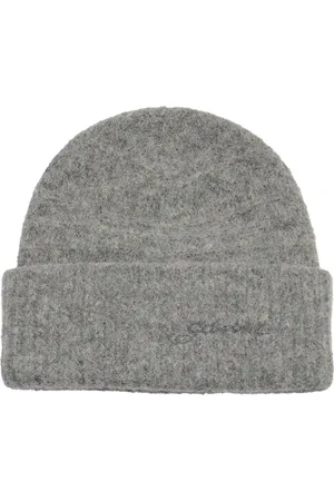 Ganni Accessoires, Dames, Grijs, ONE Size, Wol, Stijlvolle Beanie