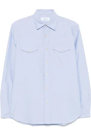 LARDINI Overhemden, Heren, Blauw, M, Katoen, Katoenen overhemd