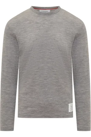 Thom Browne Tops, Heren, Grijs, M, Wol, Wool Jersey LS Tee