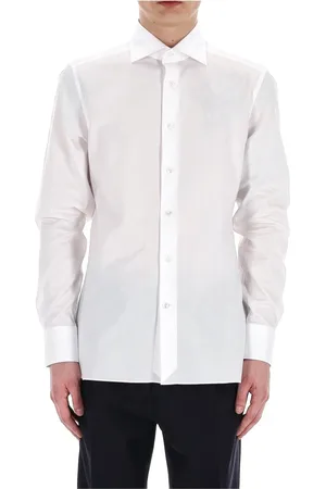 Ermenegildo Zegna Overhemden, Heren, Wit, L, Katoen, Witte Katoenen Overhemd