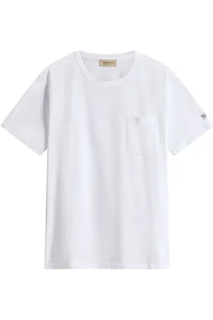 Woolrich Tops, Heren, Wit, M, Wit Logo Print Crew Neck T-shirts