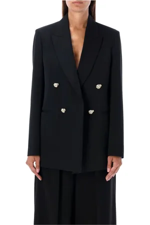 Lanvin Jassen, Dames, Zwart, S, Wol, Zwarte zwarte wollen blazer met sterke schouders