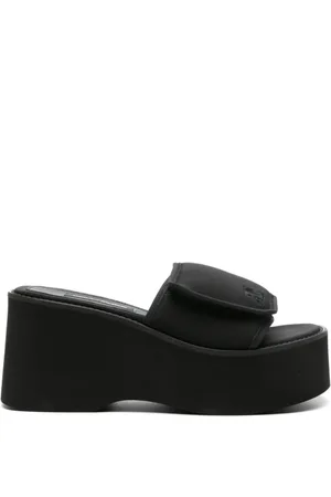 Courrèges Schoenen, Dames, Zwart, 39 EU, Nylon, Scuba Wave Slip-On Sandalen