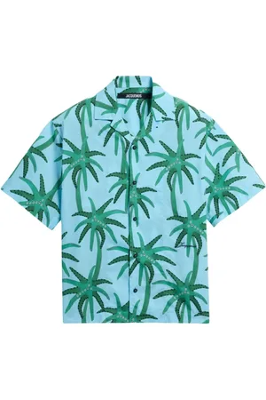 Jacquemus Overhemden, Heren, Veelkleurig, M, Blauwe Button-Up Shirt met Inkeping Revers