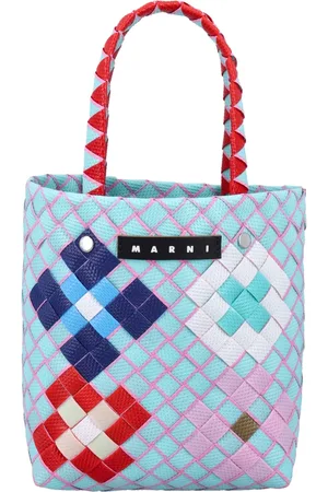 Marni Tassen, Dames, Blauw, ONE Size, Leer, Geweven Micro Mandtas