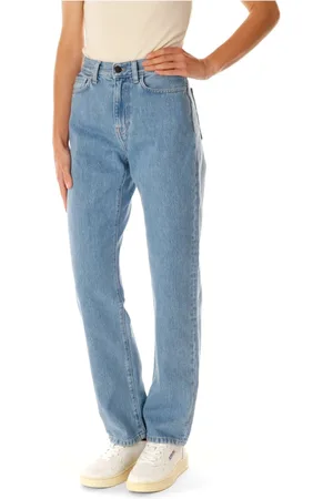 Carhartt Jeans, Dames, Blauw, W29, Denim, High Waist Straight Fit Denim Broek