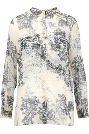 SEMICOUTURE Blouses & Shirts, Dames, Veelkleurig, XS, Bloes met bloemenprint en kraag