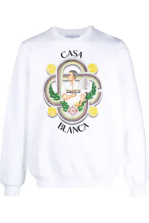 Casablanca Sweatshirts & Hoodies, Heren, Wit, S, Katoen, Katoenen sweatshirt met grafische print