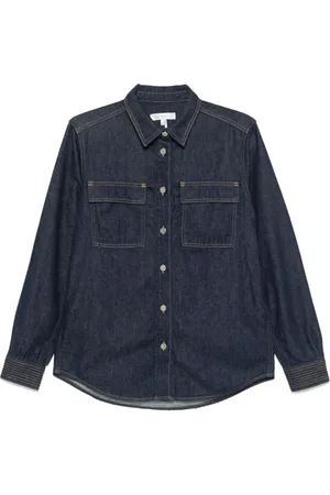 Frame Blouses & Shirts, Dames, Blauw, M, Gewatteerd Ruitjes Overhemdjack