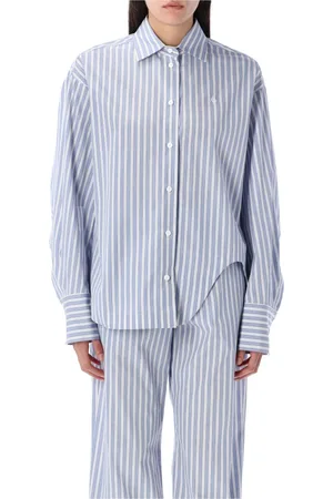 The Attico Blouses & Shirts, Dames, Blauw, S, Katoen, Eliza gestreept overhemd