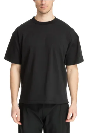 A PAPER KID Tops, Heren, Zwart, L, Katoen, Effen T-shirt met Logo en Kralen