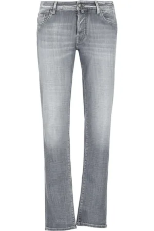 Jacob Cohen Jeans, Heren, Grijs, W33, Katoen, Grijze Katoenen Jeans met Logopatch
