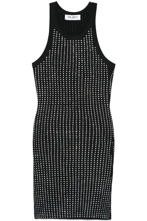 The Attico Kleedjes, Dames, Zwart, XS, Mouwloze Jurk met Ronde Hals