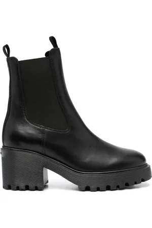 Hogan Schoenen, Dames, Zwart, 37 EU, Leer, Chelsea enkellaarsjes