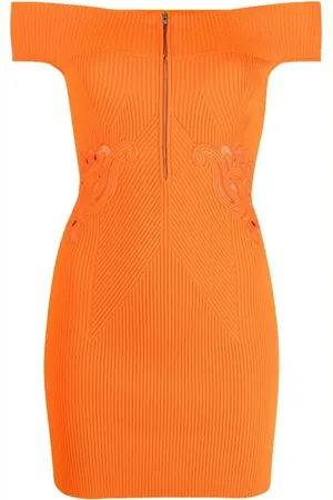 Self-Portrait Kleedjes, Dames, Oranje, M, Polyester, Minijurk met blote schouders