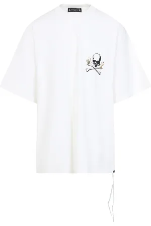 MASTERMIND Tops, Heren, Wit, M, Katoen, Wit T-shirt met strak design