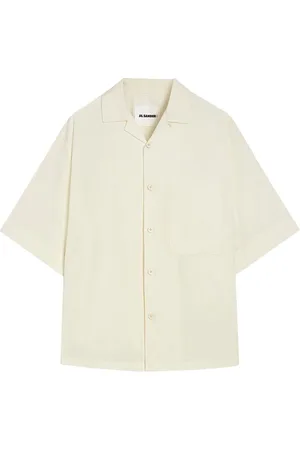 Jil Sander Overhemden, Heren, Wit, XL, Katoen, Witte Katoenen Korte Mouw Overhemd