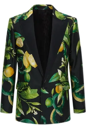 Roberto Cavalli Jassen, Heren, Veelkleurig, S, Citroenprint Blazer Zwart Man