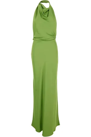 Simkhai Kleedjes, Dames, Groen, M, Polyester, Groene Gedrapeerde Gown Jurk