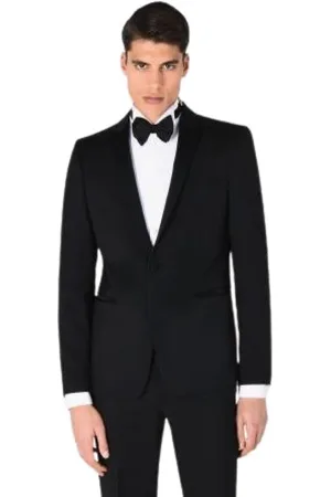 Emporio Armani Pakken, Heren, Zwart, 4Xl, Wol, Elegante Wollen Smoking Tuxedo