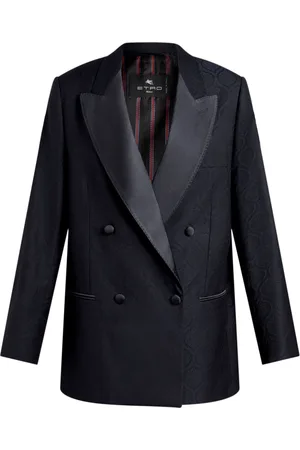 Etro Jassen, Dames, Zwart, S, Wol, Double-Breasted Wollen Jacquard Jas