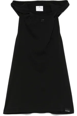 Courrèges Tops, Dames, Zwart, M, Katoen, Mouwloze Top met Capuchon
