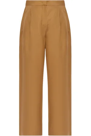 Max Mara Broeken, Dames, Bruin, 2Xs, Linnen, Colonia Linen Silk Broeken